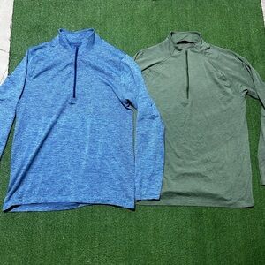 Lot Of 2 Lululemon Men’s 1/4 Zips Athletic Size XL Green And Blue
